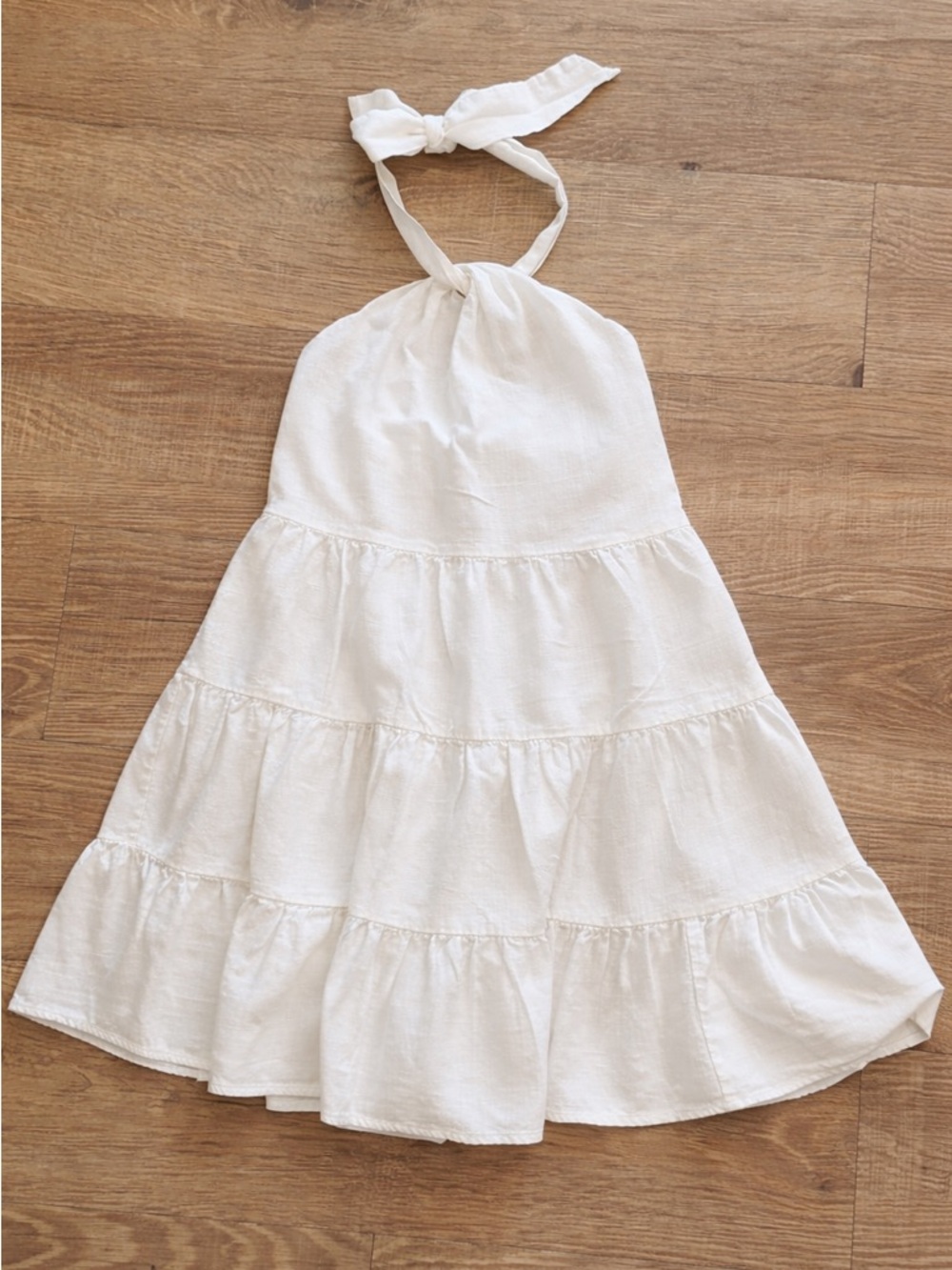 Copper Key White Halter Tiered Mini Dress Size S Cotton Coastal Boho